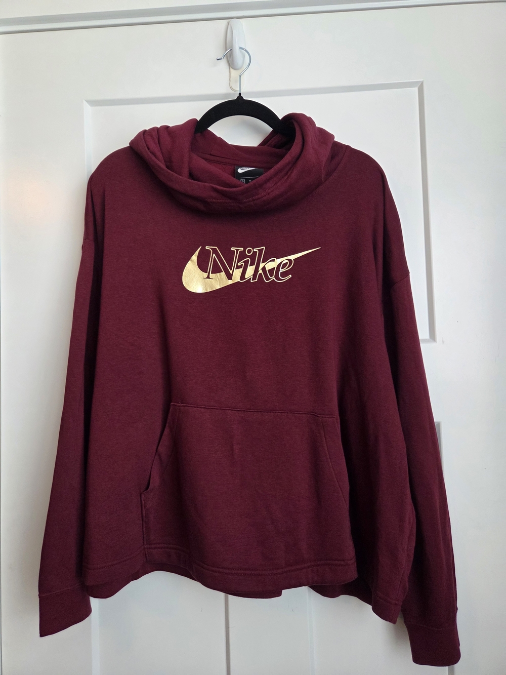 0057.  Nike Women's Maroon Cowl Neck Sweatshirt with Gold Logo